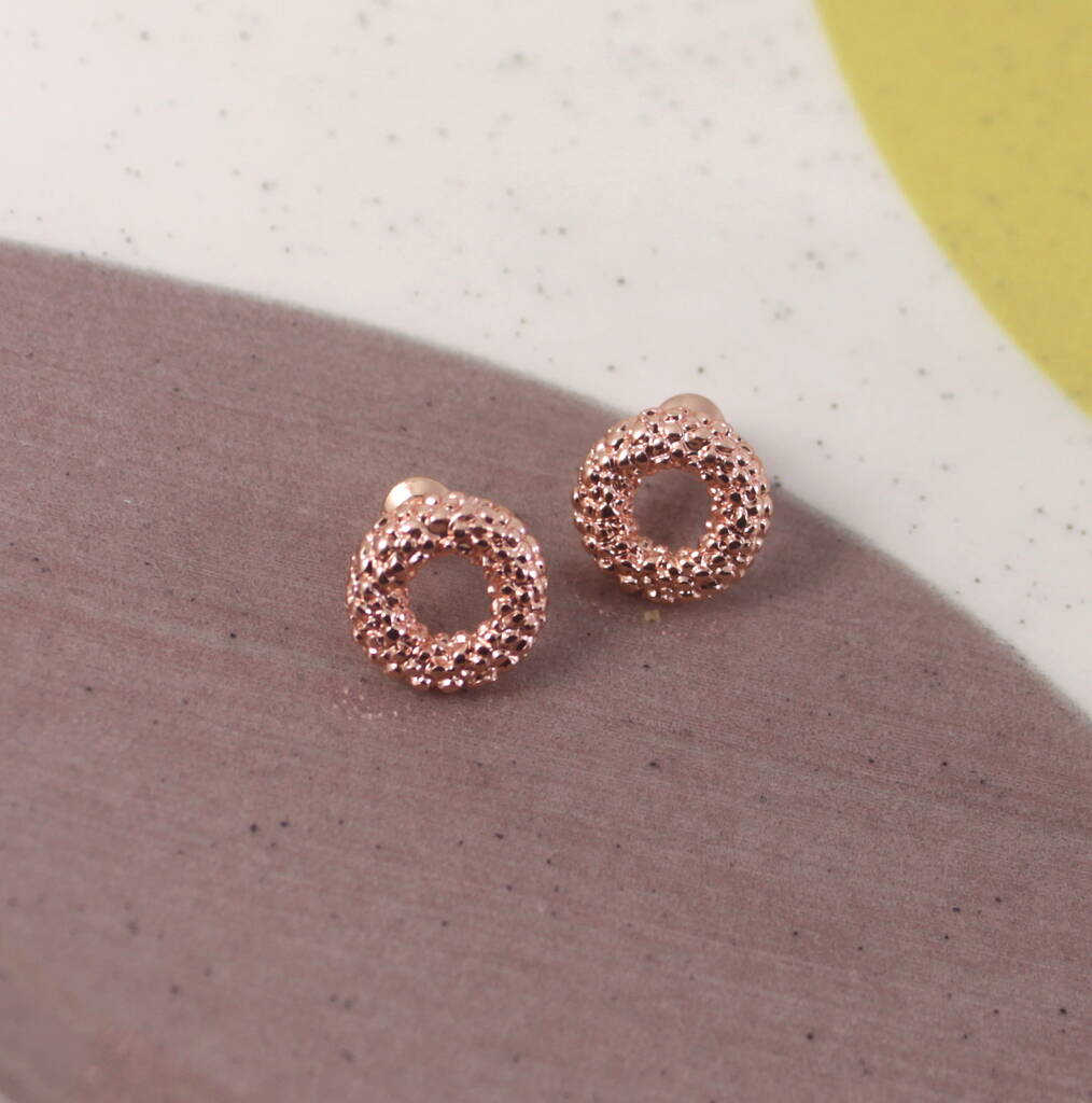 Rose Gold Plated Donut Circle Earrings