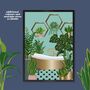 Plant Jungle With Hexagon Shelves Bathroom Print, thumbnail 1 of 4