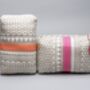 Sankari Stripe Pattern Cotton Washbag In Grey / Pink, thumbnail 6 of 12