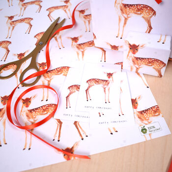Fawn In The Snow Eco Friendly Christmas Wrapping Paper, 4 of 5