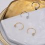 Sterling Silver Minimalist Huggie Hoops With Sparkly Cz Crystals, thumbnail 6 of 11