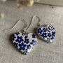 Blue Flower Ceramic Heart Earrings, thumbnail 8 of 10