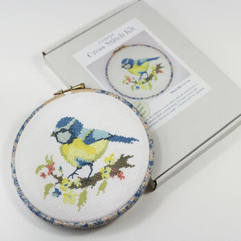 Blue Tit And Blossom Cross Stitch Wall Hanging Kit, 6 of 12