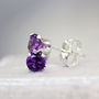 Purple Amethyst Stud Earrings In Silver Or Gold, thumbnail 3 of 12