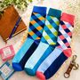 Men’s Birthday Sock Gift Box, Three Pairs Colourful Socks For Men, Birthday Gift For Dad, Husband Or Grandad, thumbnail 1 of 8