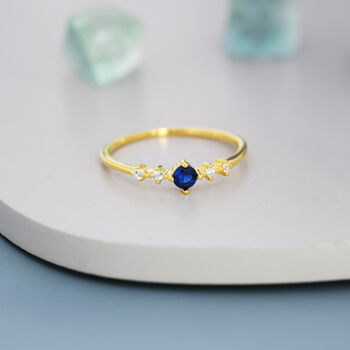 Sterling Silver Sapphire Blue Cz Ring, 4 of 12