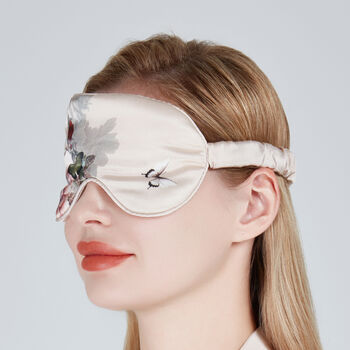 Silk Sleep Mask Eye Mask 100% Pure Soft Mulberry Silk Pink Floral Luxury Travel Gift Blackout Hypoallergenic, 3 of 6