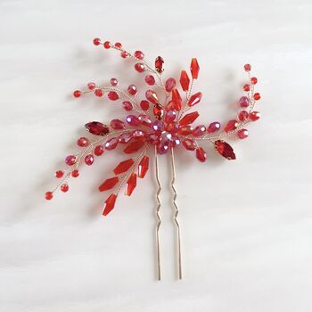 Vibrant Red Crystal Hair Pin, 5 of 6