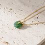 Gold Plated Sterling Silver Green Jade Donut Necklace, thumbnail 3 of 3