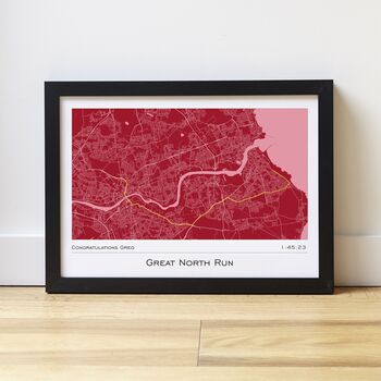 Great North Run Route Map Personalised Runner Gift, 2 of 9