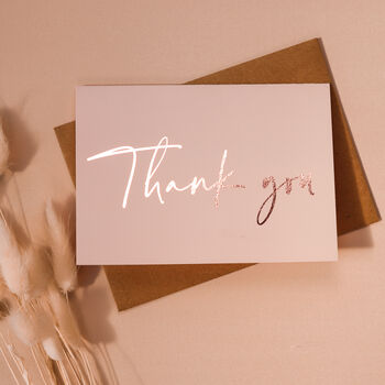 Rose Gold Foil Wedding Thank You Note Card, 5 of 10