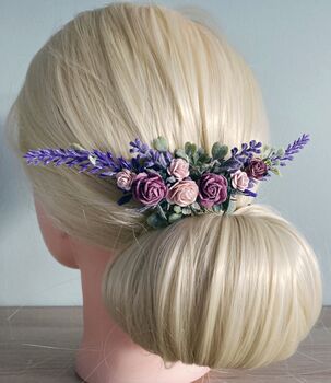 Lavender Flower Hair Comb, 4 of 8