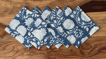 Dining Napkins, Indian Block Print, 12 Inches, 2 of 8