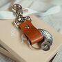 Personalised Tan Leather Anniversary Travel Keyring, thumbnail 2 of 4