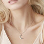 Crescent Moon Necklace In Sterling Silver, thumbnail 3 of 5