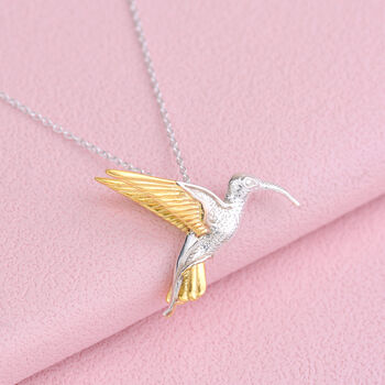 Personalised Silver And Gold Hummingbird Necklace, 3 of 7