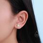 Sterling Silver Two Tone Heart Disk Stud Earrings, thumbnail 5 of 11