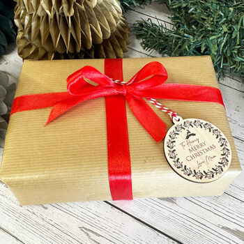 Personalised Circle Wreath Christmas Gift Tag, 5 of 5