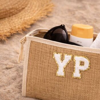 Personalised Canvas Jute Clutch Pouch Makeup Bag, 3 of 6