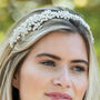 Blanche Silver Plated Pearl Cluster Bridal Headband, thumbnail 3 of 7