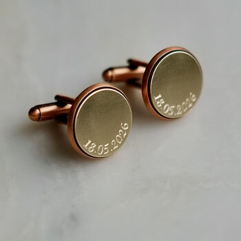 Personalised Curve Engraved Bronze And Copper Cufflinks, 2 of 12