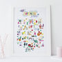 Personalised Girls Happiness A Z Alphabet Print, thumbnail 1 of 6