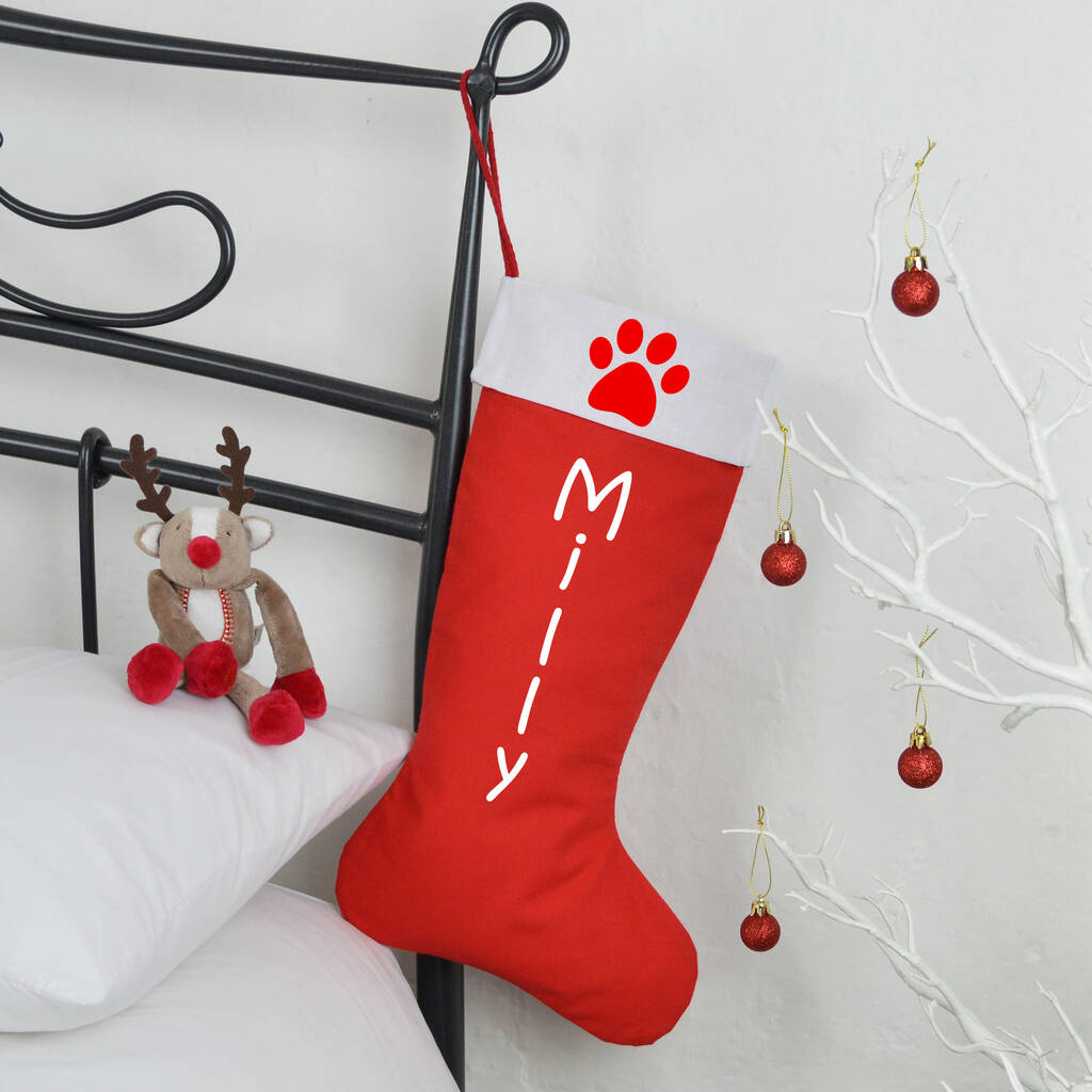 Personalised Paw Print Pet Christmas Stocking By Andrea Fays