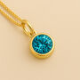 Personalised Gold Plated Sterling Silver March Aquamarine Birthstone Necklace, thumbnail 1 of 8