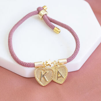 Personalised Gold Plated Hearts Friendship Bracelet, 2 of 7