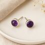 Sterling Silver Natural Amethyst Stud Earrings – 6mm, thumbnail 1 of 9