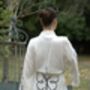 Long Organic Cotton Robe: White With Butterfly, thumbnail 6 of 7