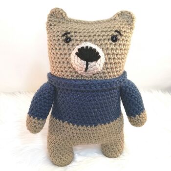 Handmade Chunky Crochet Square Bear Soft Toy, 2 of 5