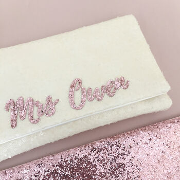 Ivory Sequin Personalised Mrs Clutch, 2 of 8