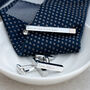 Personalised Silver And Rose Gold Plated Tie Pin And Cufflink Set, thumbnail 6 of 12