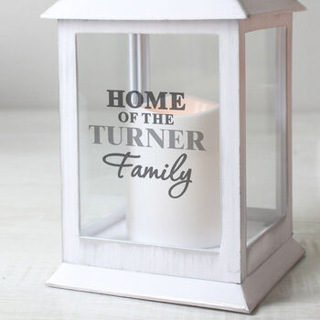 Personalised New Home Family White Lantern, 2 of 4