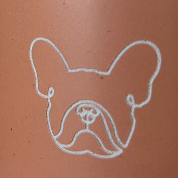 French Bulldog Engraved Orange Ceramic Tea/ Coffee Mug, 4 of 6