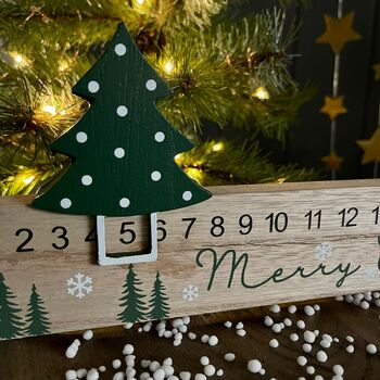 Wooden Calendar With Christmas Tree Advent Rule, 2 of 2
