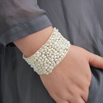 Bridal Pearl Cuff Bracelet, 7 of 12