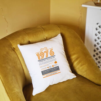 Personalised 50th Birthday Gift 1976 Cushion, 5 of 10