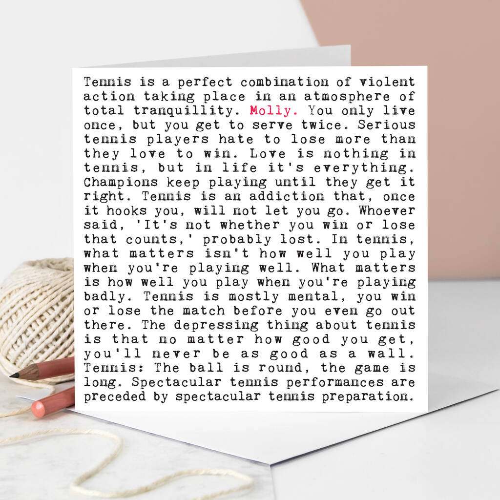 Tennis Card By Coulson Macleod | notonthehighstreet.com