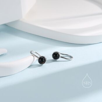 Genuine Black Onyx Drop Earrings In Sterling Silver, 5 of 9