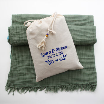 Soft Cotton Muslin Throw Blanket, Cotton Bag Personalised, 9 of 9