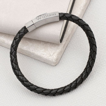 Personalised Hexagonal Clasp Leather Bracelet, 2 of 8