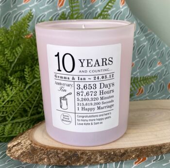 Personalised 10th Anniversary Years And Counting Candle, 2 of 11
