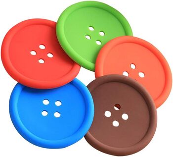 Set Of Five Cute Silicone Button Coasters, 3 of 5