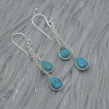 Turquoise Dangle Silver/Gold Earrings, 6 of 8