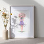 Pink Peonies Flower Person Illustrated Print, thumbnail 1 of 2