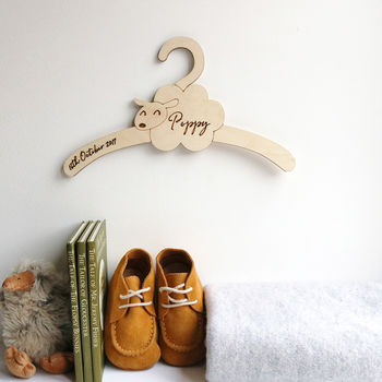 Personalised Childrens Coat Hanger With Sheep Design, 4 of 6