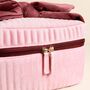 Large Pink And Burgundy Velvet Bow Vanity Makeup Bag, thumbnail 4 of 5