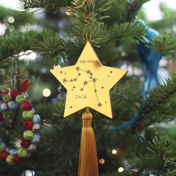 Gold Star Sign Astrology Christmas Tree Bauble, 2 of 9